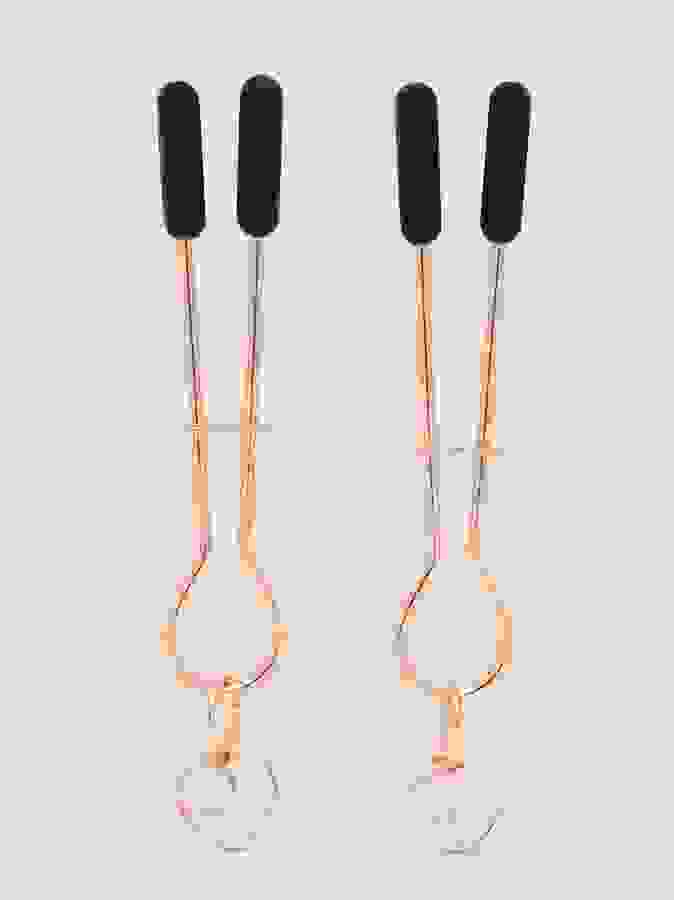 Bondage Boutique Rose Gold Adjustable Nipple Clamps, Gold, hi-res